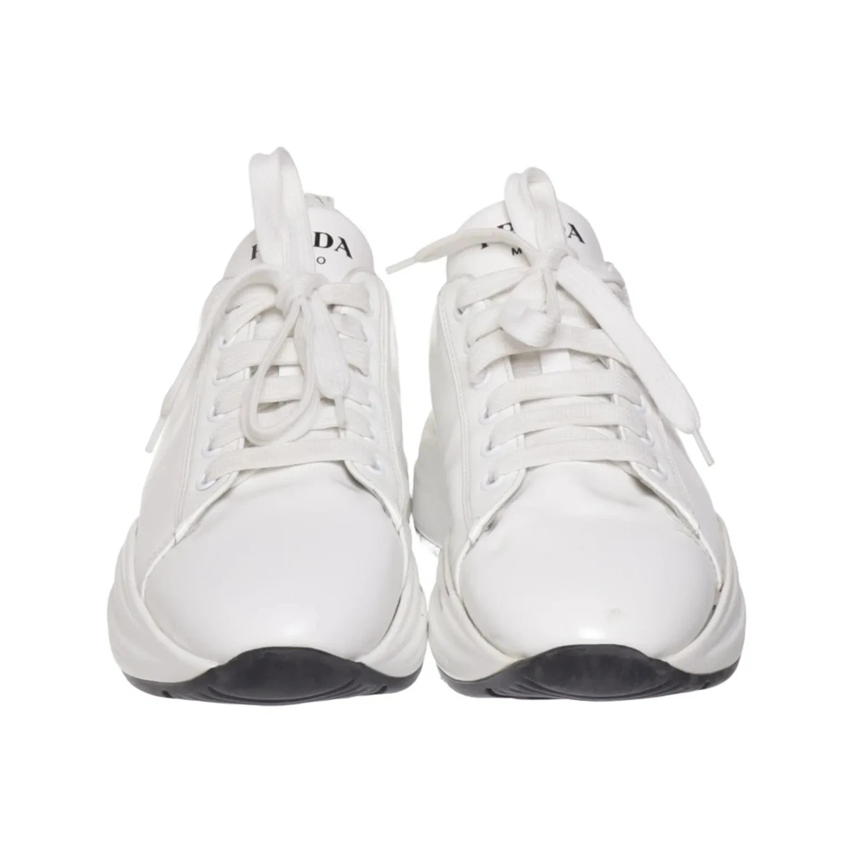 Prada, Sneaker, Größe: 37 1/2, Leder, Weiß, Damen #Z7q