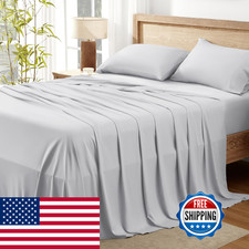 Andency Light Grey Queen Sheets Set 100 Viscose Derived From Bamboo Cooling Bed