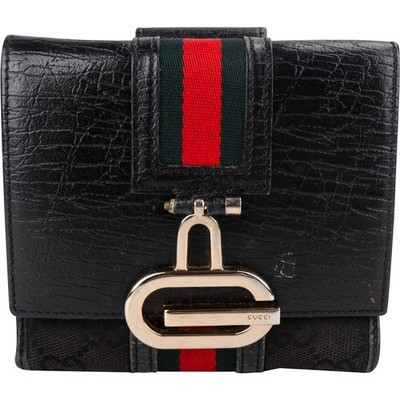 Gucci Monogram GG Web Stripe Bifold Wallet Portemonnaie Geldbörse