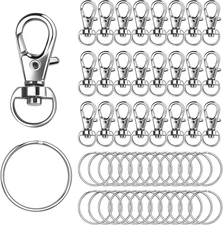 50 PCS Premium Keychain Making Kit - 25 Keychain Clips & 25 Key Rings, Metal Swi
