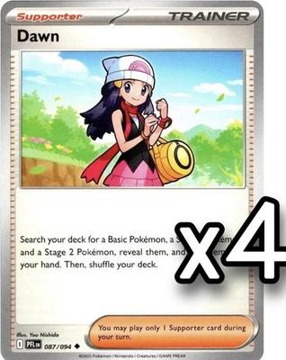 #ad 4x Dawn 087 094 ME02: Phantasmal Flames Pokemon Playset x4 $0.99