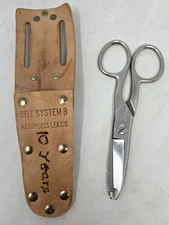 Vintage WISS BELL SYSTEM ELECTRICIAN SCISSORS IN LEATHER BELT SHEATH