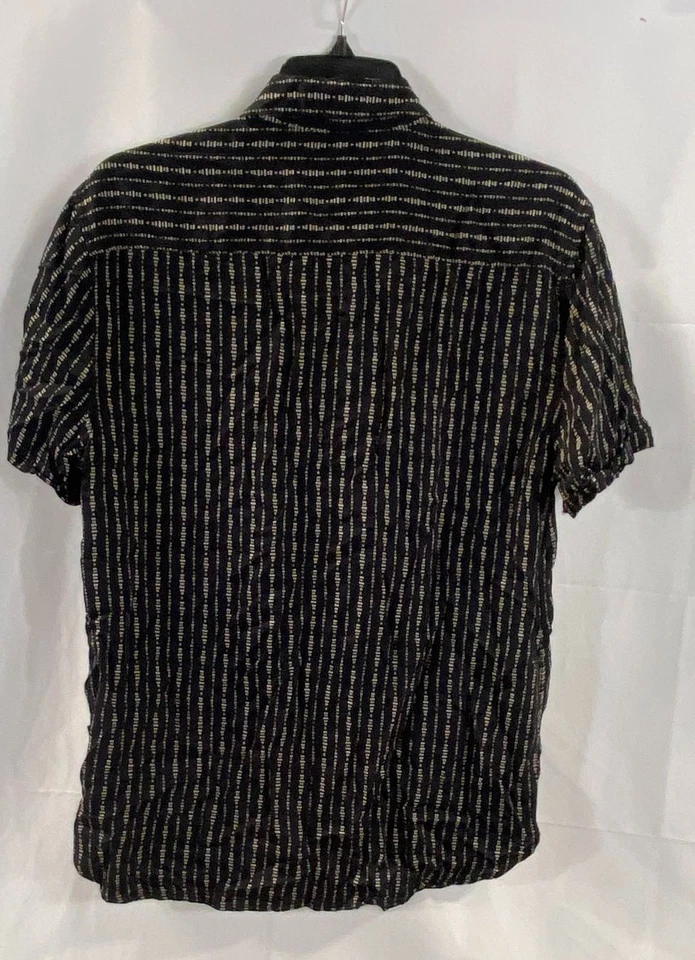 Camisa John Varvatos Hombres Negra Rayas Abotonada M Foto 2 de 4