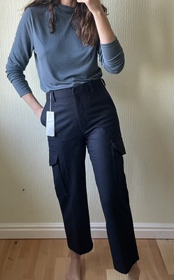 Arket Wool Trousers Pockets Navy Blue Soft fleece size 10 38
