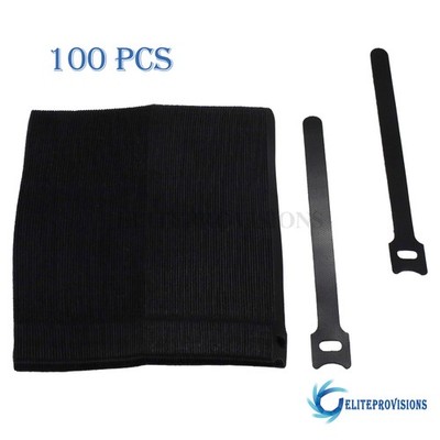 100x Reusable Fastening Organizer Cable Straps Black Wire Cord Hook Loop Ties US