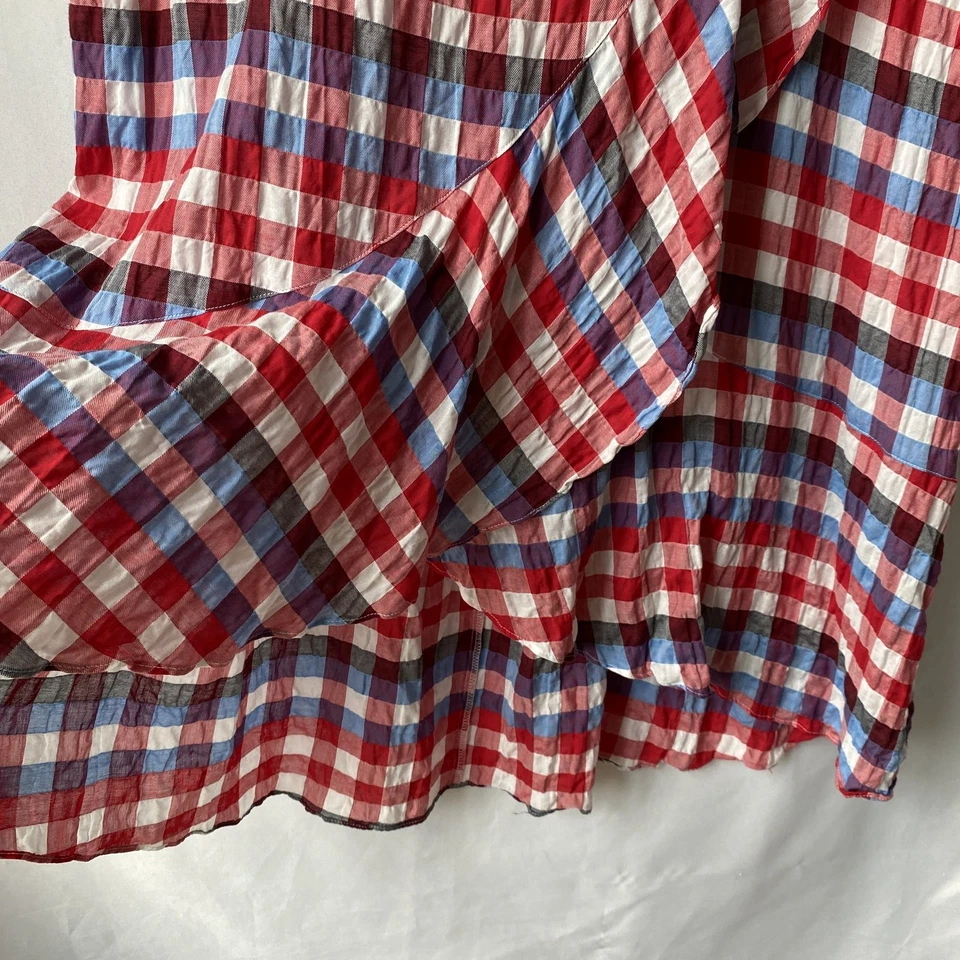 Lane Bryant Gingham Plaid Faux Wrap Skirt Women 18/20 Red White Blue Cowgirl - Image 3 of 4