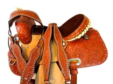 15 16 TRAIL SADDLE COMFY HORSE PLEASURE WESTERN SHOW TOOLED LEATHER RACER TACK