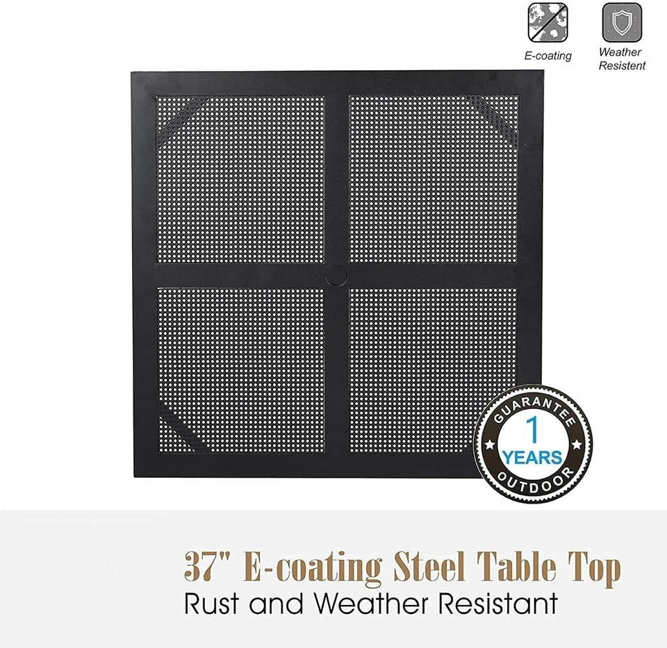 37" Outdoor Dining Table Metal Steel Mesh Patio Table with 1.57" Umbrella Hole - Image 2 of 4