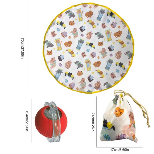 Fast Rolling Ball in Play Mat Interactive Cat Toys Chirping & Motion Activated - Foto 5 di 12