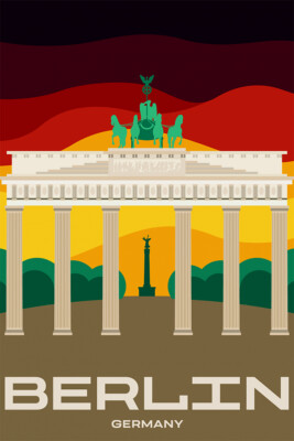 Visit Berlin Germany Travel Historical Original Vintage Wall Art - POSTER 20x30