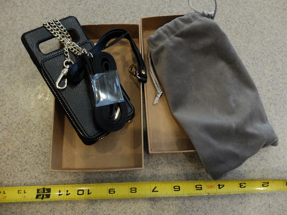 For Samsung Galaxy S10 Wallet Case Crossbody PU Leather Zipper Card Holder Black - Image 3 of 4