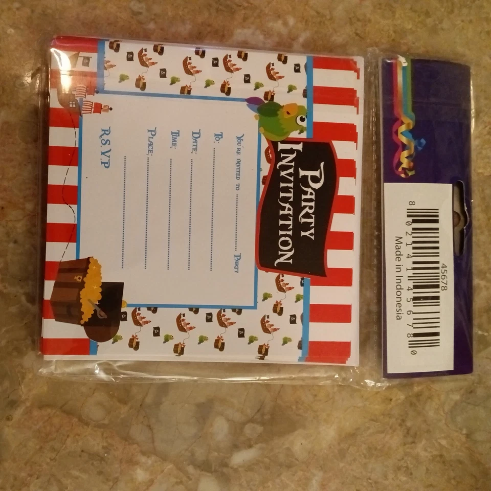 Приглашения вечеринки комплект «МАЛЬЧИК» 20 приглашений | конверты, сокровища, попугаи, корабль - Изображение 2 из 2