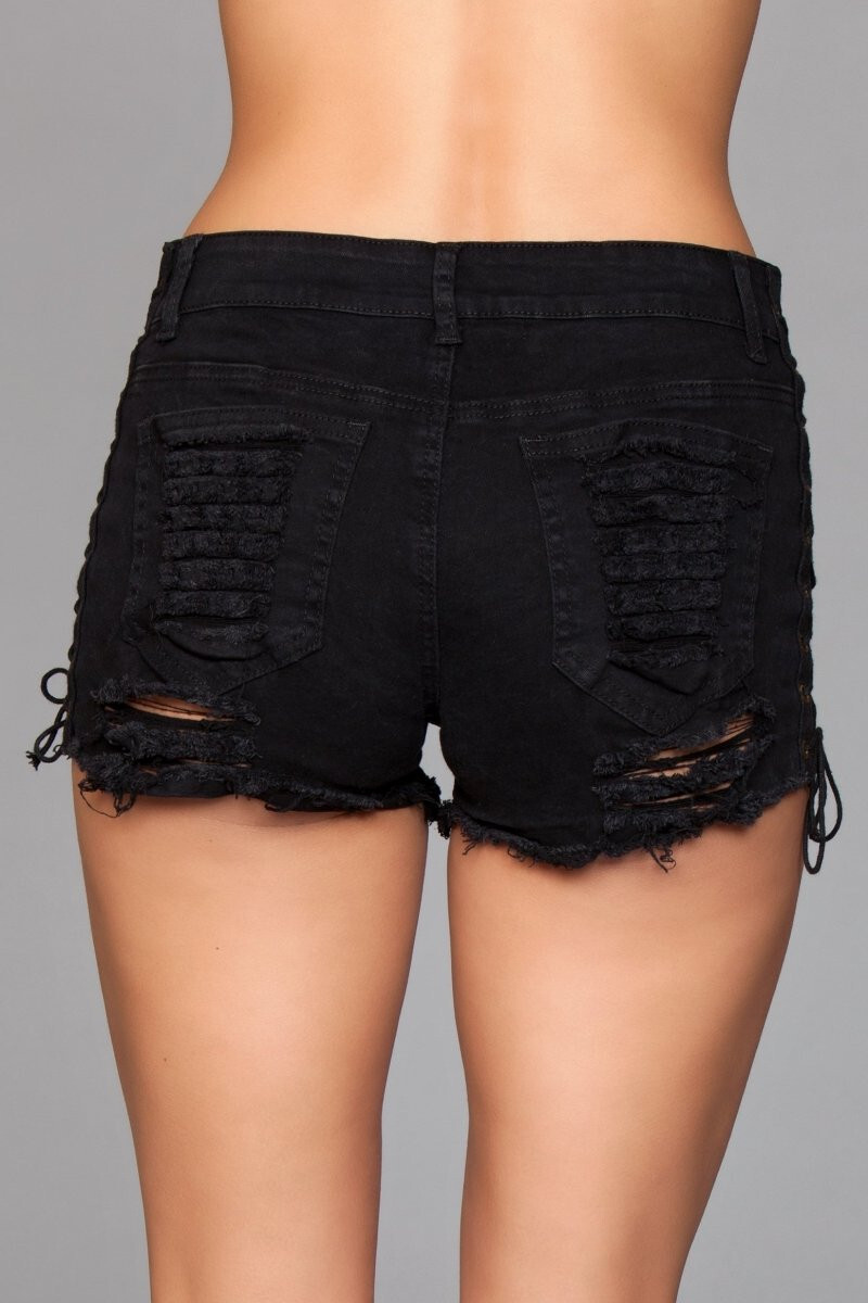 theredthread S lace up shorts ブラック THEREDTHREAD / ザレッドスレッド】S lace up shorts
