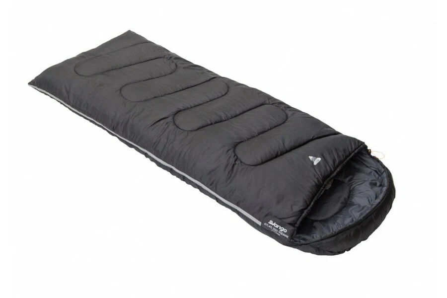 Qualität Vango Atlas 250 Quad großer Erwachsener QUADRATISCHER Schlafsack MIT KAPUZE schwarz