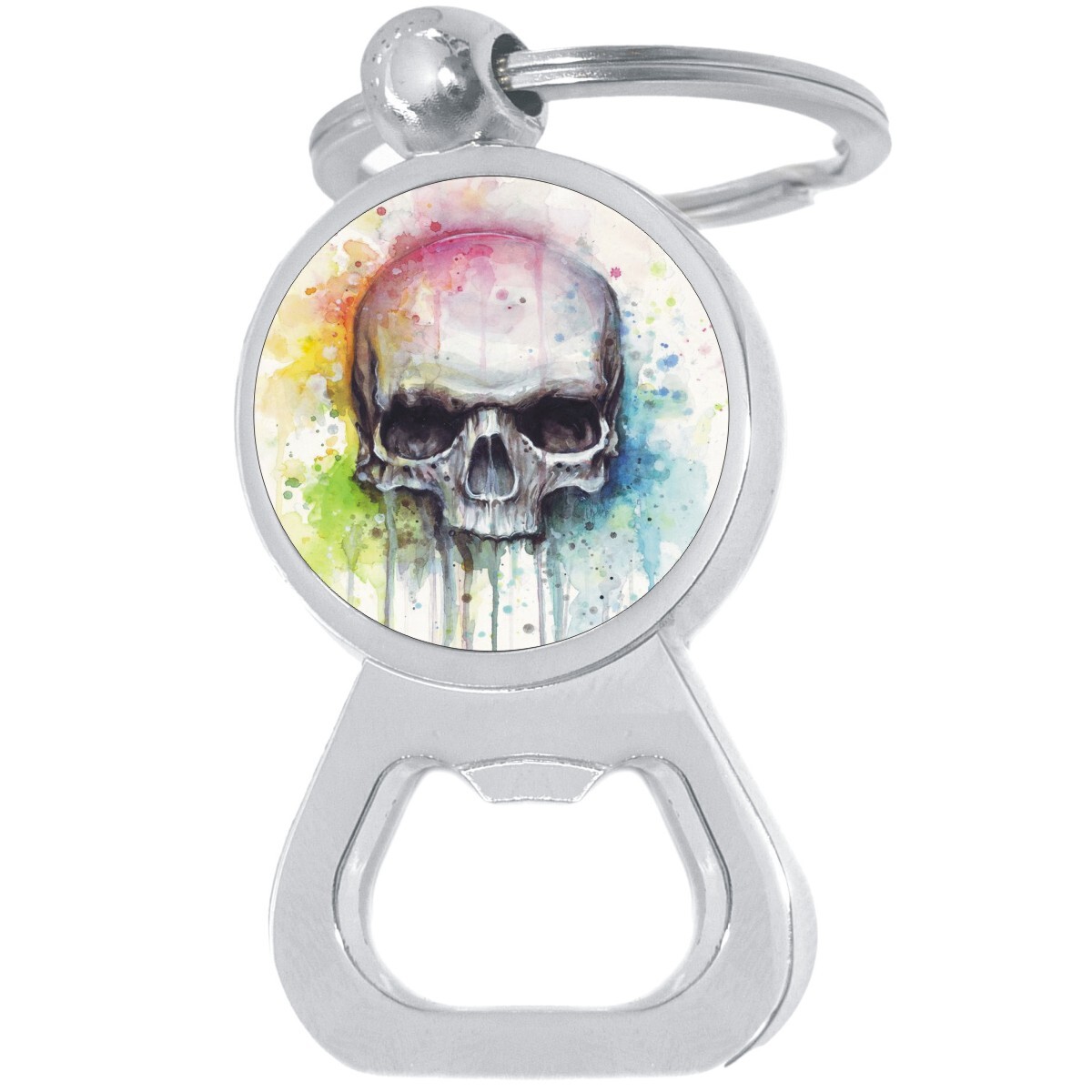 Rainbow Metal Skeleton Skull Bottle Opener Keychain for Beer Lovers
