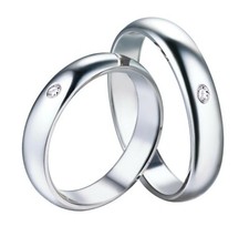 Fedine Fidanzamento Uomo Donna Argento 925 Cristallo Coppia Anelli Fede Nuziale 