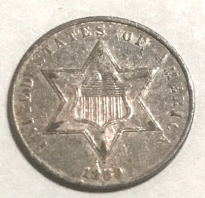elf Three Cents Silver  1859   Type 3   SW157
