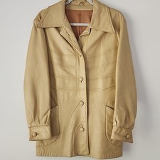 New England Sportswear Company Camel Beige Leather Coat Jacket M