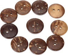 100Pcs Brown Natural Coconut Shell Two-Holes Buttons for Shirt DIY Crafts Clothe