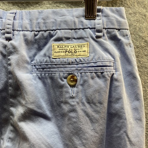 POLO RALPH LAUREN Youth Sz 12 Solid Blue Khaki SHORT Pants vintage - Picture 6 of 6