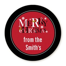 Festive Christmas Personalized Christmas Round Sticker Labels - 7 sizes avaiable