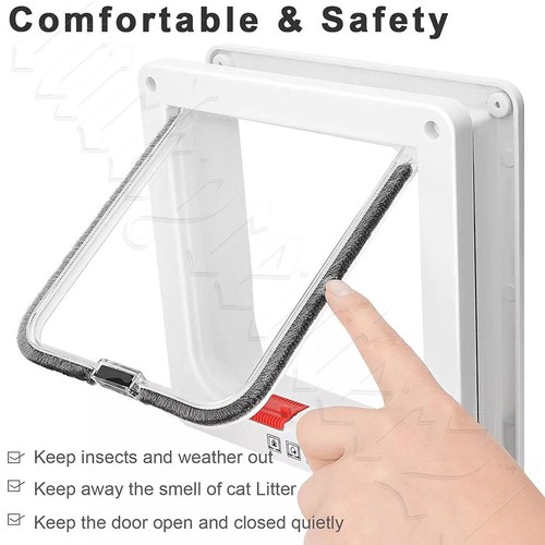 4-Way Pet Dog Cat Safe Lockable Locking Door Brushy Flap Door Screen S-XL Sizes - Picture 6 of 16