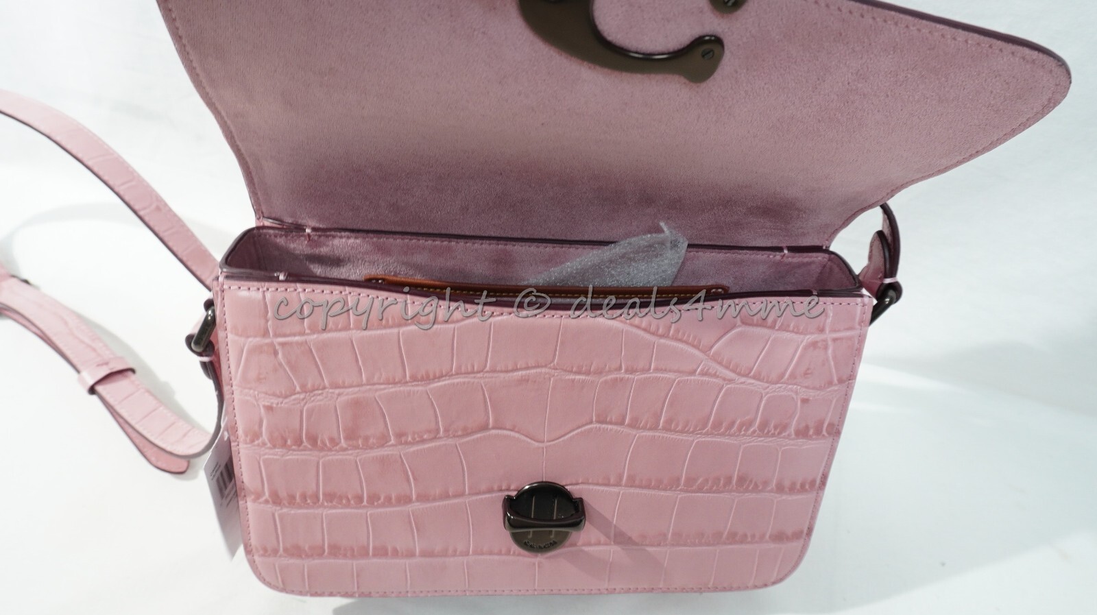 NWT Coach C6640 Croc-Embossed Studio Shoulder Bag in Pink $495 image 4