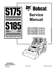 Bobcat S185 Turbo High Flow Skid Steer Workshop Manual Service Repair 6901828