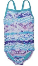 NWT Speedo girls Printed Propel Back One-Piece Byzantium Size 14