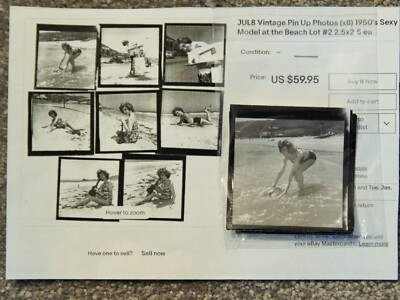1950s ORIGINAL SET of EIGHT Small Photos of PIN UP BEAUTY. EXTREMELY RARE ITEM