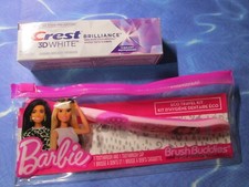 Barbie Oral Care Kit Toothbrush, Toothpaste, Toothbrush Cap and Bag Crest
