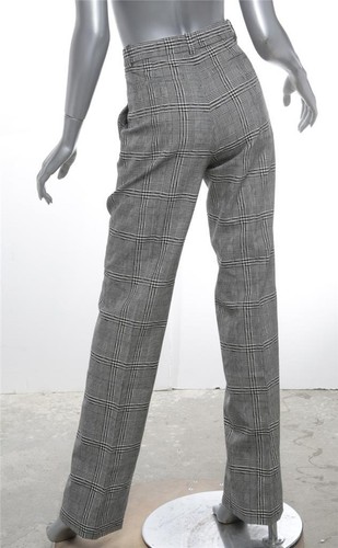 VERSACE Womens Check Black White Wool Pleated Wide-Leg Pants IT40 US4 NEW $890 - Picture 3 of 4