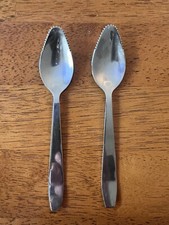 Plain Handle Stainless Steel Serrated Grapefruit Spoon Set Of Two 6 Glossy