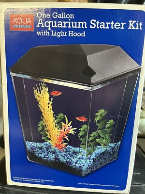 Aqua Culture One Gallon Aquarium Starter Kit With Jewels /overhead Light  Works