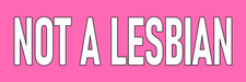 Pink Not a Lesbian Sticker Large 3x9 Funny Car Meme Bumper Sticker