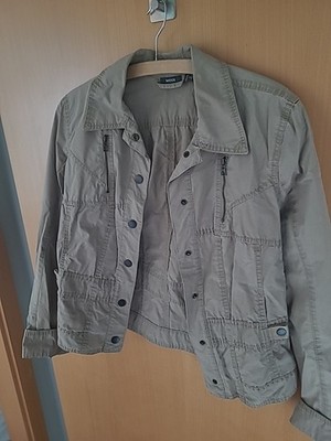 Mexx DAMEN jacke 38 M Leicht Übergang Sommer Grün Braun Natürlich Druckknöpfe