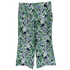 Investments Wide Leg Crop Pants Women 10 Green Paisley Park Ave Fit Support