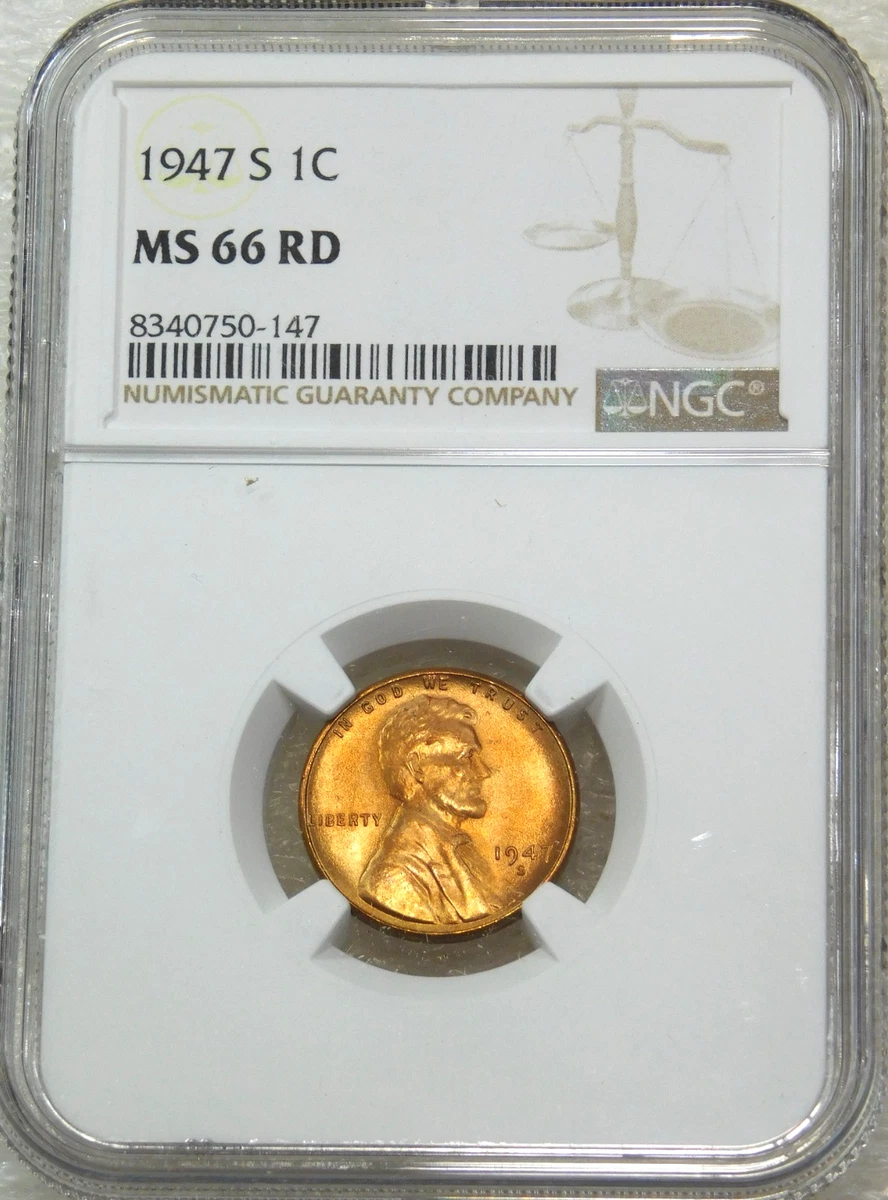 MS 66 Graded 1947 Year Lincoln Wheat US Small Cents (1909-1958