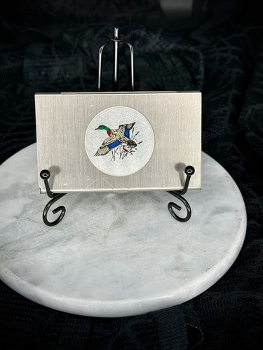 Mallard Duck vintage or antique metal card case for business cards