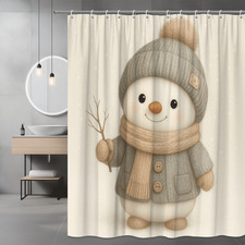 Cute Snowman Shower Curtain for Winter Holiday Decor