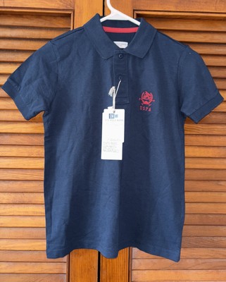 US Polo Association Kids Navy Blue Short Sleeve Collared Polo Shirt M NWT