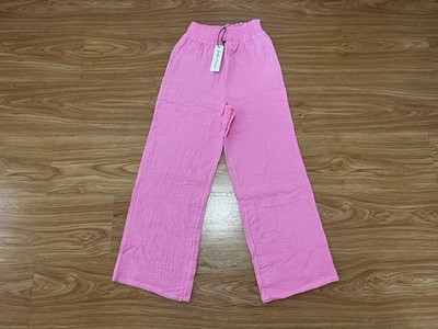 Feather 4 Arrow Girls Playa Gauzy Wide Leg Pant 100% Cotton Size 14 Prism Pink