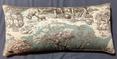 Deer in the Woodland Blue & Brown 26 x 12 Feather Pillow - Daniel Stuart Studio
