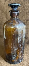 Amber Glass Apothecary Bottle W/ Stopper Antique Medicine Bottle