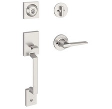 Kwikset SmartKey Security Entry Door Lock Set Satin Silver Deadbolt Handle Lever