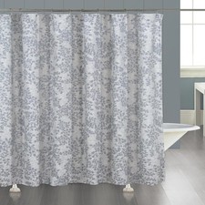 Heather Woven Leaf Jacquard Soft Polyester Textured Fabric Shower Curtain 72" x