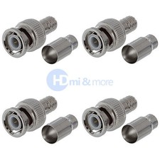 BNC Crimp on Male RG59 Coax Coaxial Connector Adapter For CCTV camera - LOT of 4