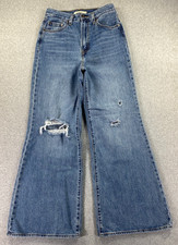 Levi's High Loose Flare Jean Women's Size 27x32 Big E Premium Distressed Whisker