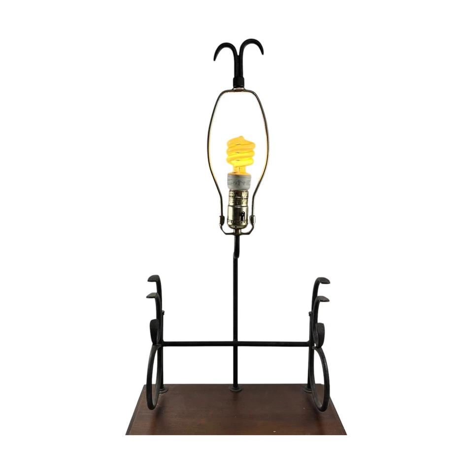 Vintage Wrought Iron & Wood  Bookshelf And Lamp  - Rustic Primitive - country ￼ - Image 4 of 4