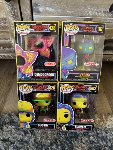 Stranger Things Black Light Funko Pop LOT Eleven, Dustin, Demogorgon, Vecna